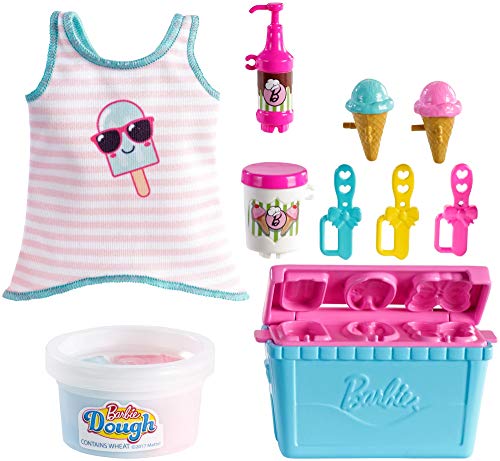 Product Cover Barbie Cooking & Baking Accessory Pack with Ice Cream-Themed Pieces, Including Tank Top for Doll, Cooler Mold & Container of Molded Dough, Ages 4 Years Old & Up, Multi