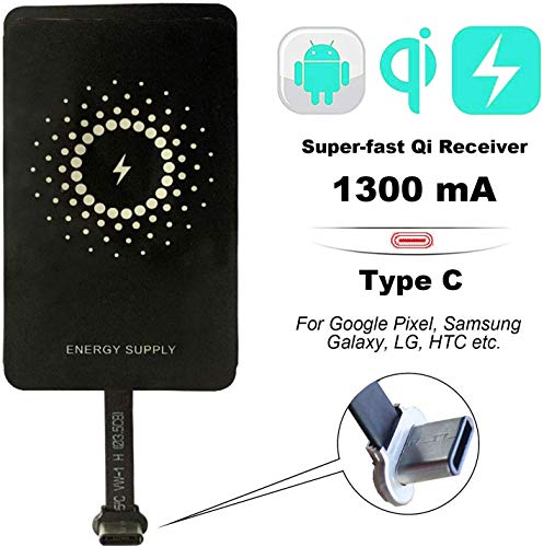 Product Cover [Newest 2020] Qi Type C 1300mA Super-Fast Wireless Charging Receiver and Adapter, MyMAX Magic Tags USB C Wireless Phone Charger Receiver for Google Pixel, Samsung Galaxy, LG, HTC etc Smartphones