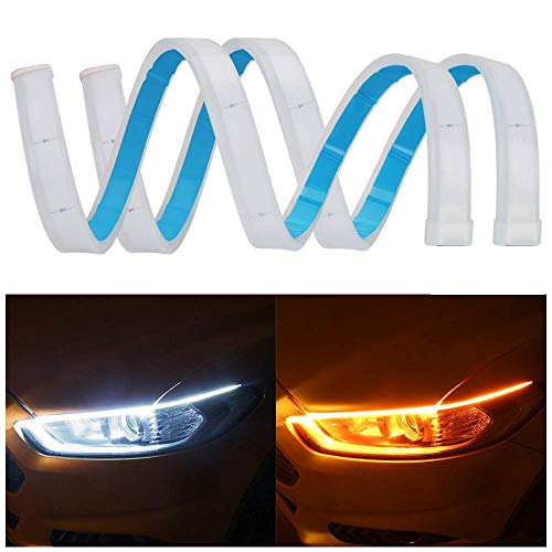 Product Cover Carzex 60 CM Flexible White Daytime Running Light For Cars & Bikes with Matrix Yellow Indicator with Turn Sequential Flow (60 cm, Set of 2 Pieces)