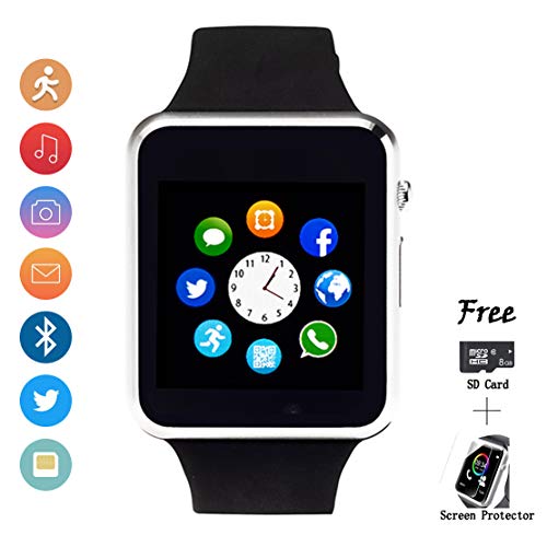 Product Cover Smart Watch Phone Smartwatch with SD Card SIM Card Slot Text Call Reminder Camera Music Player Pedometer Compatible with Android Samsung and iPhone(Partial Functions) for Men Women Kids