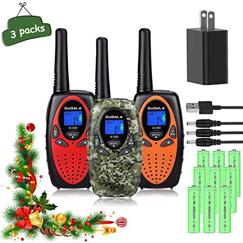 Product Cover Bobela 3 Walkie Talkies for Kids Rechargeable with Charger Battery, Long Range 2 Way Radios Walkie Talkies for Adults, Fun Christmas Birthday Gifts Toys for Outdoor Adventure Camping Hiking Travelling