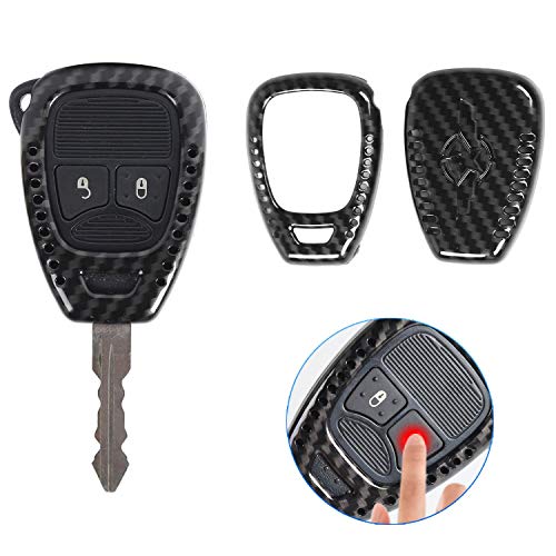 Product Cover CheroCar for Jeep JK Key Fob Cover Skin Case Protection for Jeep Wrangler JK JKU 2007-2018, Key Replacement Accessories, Carbon Fiber, 2pcs/set