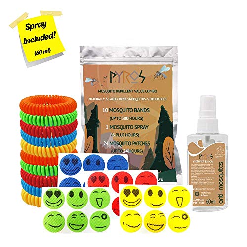 Product Cover Mosquito Repellent Bracelet Set - Waterproof Bug & Insect Repellant Bracelets, Spray & Patches for Kids & Adults with Natural Citronella Oil - 35-Piece Kit for Camping, Hiking & Travel, Nontoxic