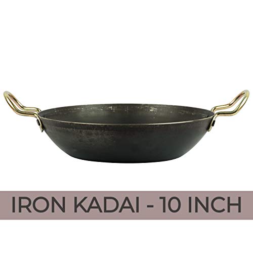 Product Cover PRIMAVISION Iron Kadai for Cooking, Iron Fry Pan Kadhai Handmade Traditional Kadai Frying Pan, 10 INCH
