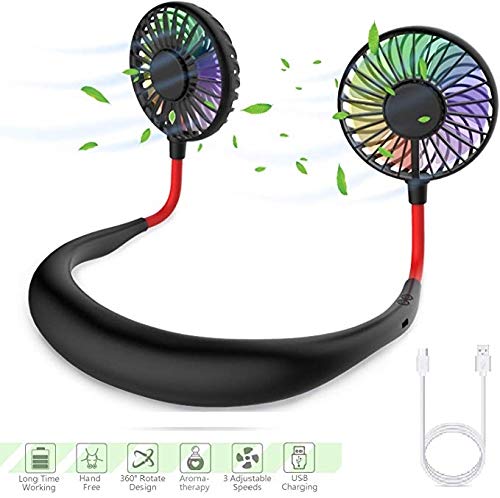 Product Cover Hand-Free Personal Fan, Mini Portable USB Rechargeable Fan, with 3 Speed Adjustable, 360 Degrees Free Rotation Perfect for Traveling, Sports and Office Room, Headphone Design, Neck Fan