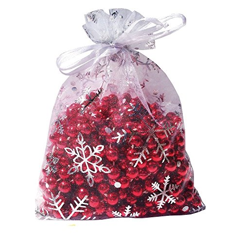 Product Cover Outdoorfly 100PCS Xms 5x7 Organza Bag White Snowflake Bags for Jewelry Bag with Drawstring Candy Favor Pouches Bags for Wedding Party Baby Shower Bags(Snowflake 5x7)