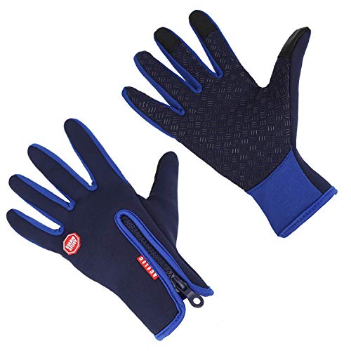 Product Cover Waterproof Touch-Screen Gloves,with Full-Finger Design,for Outdoor Sports Climbing Dress Driving Cycling (Blue, XL)