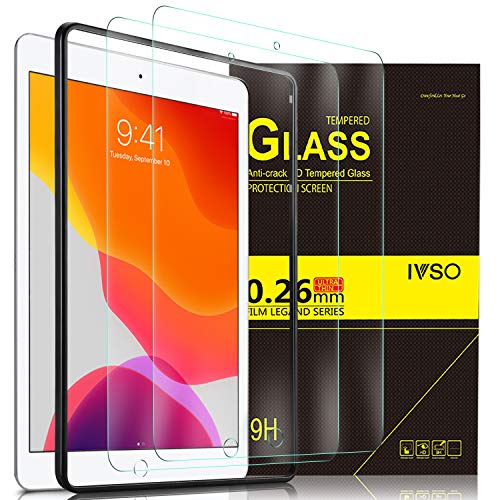 Product Cover IVSO 2 Pack Screen Protector for Ipad 10.2 2019,Free Installation Frame Bubble-Free Tempered Glass Screen Protector for The New Ipad 10.2 inch 2019 Tablet