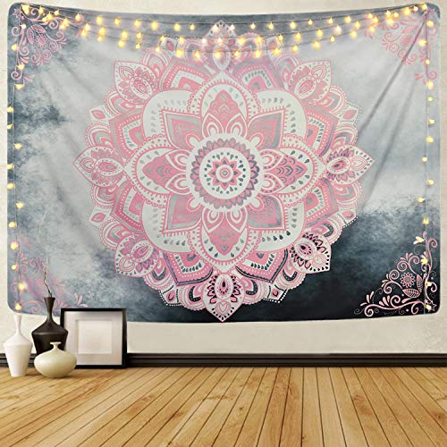 Product Cover Sevenstars Pink Mandala Tapestry Bohemian Tapestries Hippie Tapestry Floral Medallion Tapestry for Bedroom