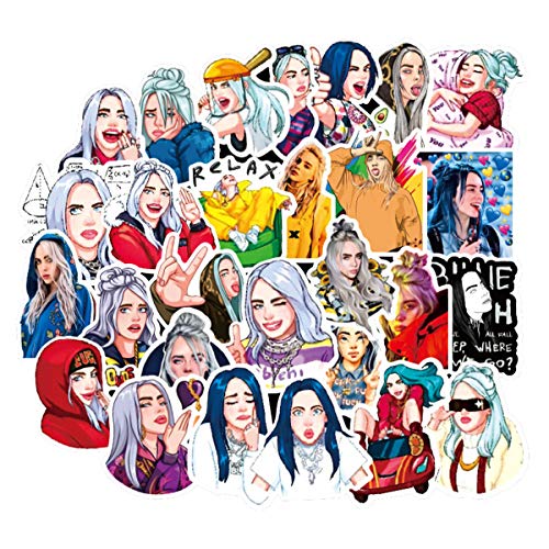 Product Cover COOLCOOLDE Singer Billie Eilish Stickers 50PCS for Laptop and Water Bottles,Waterproof Durable Trendy Vinyl Laptop Decal Stickers Pack for Teens, Water Bottles, Computer, Travel Case (Billie Eilish)