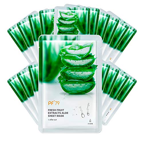 Product Cover Aloe Face Mask - Hydrating After Sun Repair Moisturizing Facial Sheet Masks for Oily & Dry Skin,Pack of 20