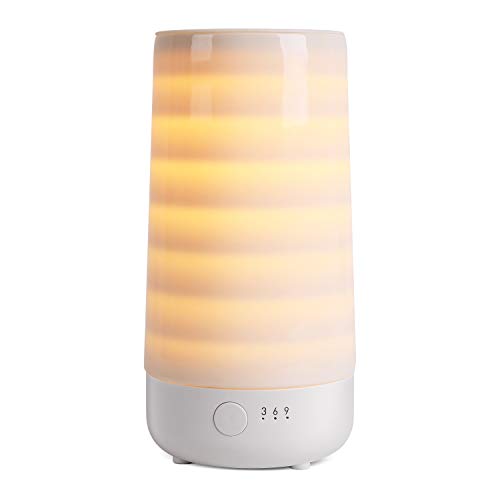 Product Cover Ceramic Candle Warmer, Electric Wax Melter and Scent Diffuser with Silicone Container and Automatic Timer, 100% Safe, No Flame, Wick or Soot, Decorative Modern Design, The Tranquil Stripe