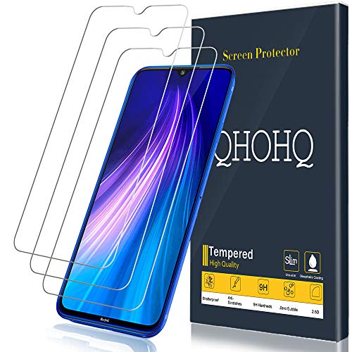 Product Cover [3-Pack] QHOHQ Screen Protector for Xiaomi Redmi Note 8,Redmi Note 7,Redmi 7,[9H Hardness] HD Transparent Scratch-Resistant [Bubble Free] Tempered Glass