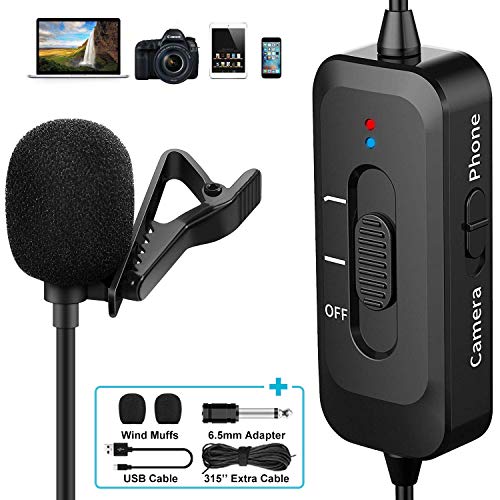 Product Cover Professional Lavalier Microphone for iPhone/Camera/PC/Android, Lavalier Lapel Microphone with USB Charging, Omnidirectional Lapel Mic with Noise Reduction for Video, YouTube, Interview, Vlogging