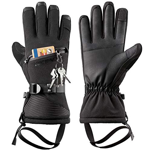 Product Cover Winter Ski Gloves Men Women - Windproof Warm Touch Screen Design for Outdoor Sports Skiing Snowboarding Shoveling Snow Black XS