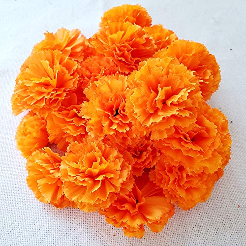 Product Cover TRvancat Marigold Flower Heads Bulk 30Pcs, Silk Artificial Flowers for DIY Wedding Party Deor 5cm(Orange)