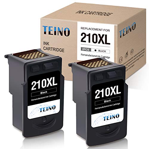 Product Cover TEINO Remanufactured Ink Cartridges Replacement for Canon 210XL PG-210XL 210 use with Canon PIXMA MP495 MP240 MP280 MP480 MP490 MP499 MP250 MX410 MX340 MX330 MX350 IP2702 (Black, 2-Pack)
