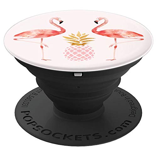 Product Cover Watercolor Pineapple & Pink Flamingos Phone Popper PopSockets Grip and Stand for Phones and Tablets