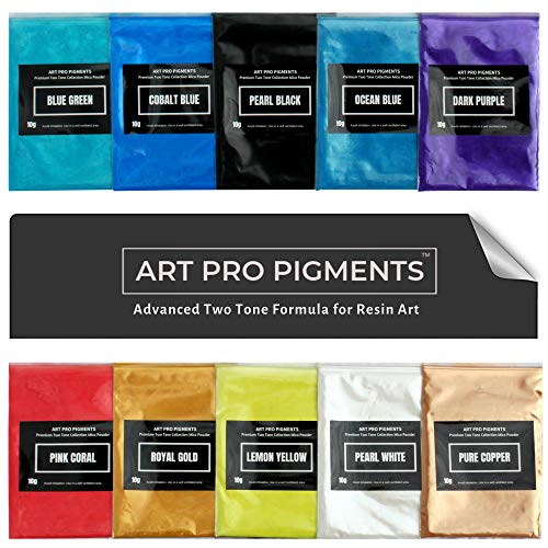 Product Cover Advanced Two-Tone Mica Powder Collection - Epoxy Resin Color Pigment 100g Set - Specially Formulated for Resin Art - No Lumps or Residues - Great Depths, Easy Cells and Light Refraction - None-Toxic