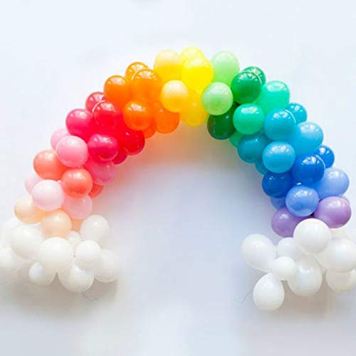 Product Cover wonderfulshop 100Pcs Rainbow Unicorn Party Balloon Garland & Arch Kit-100pcs Latex Balloons, 16 Feets Arch Balloon Strip Tape, Glue Dots, Tying Tool for Baby Shower Birthday Wedding Party Backdrop