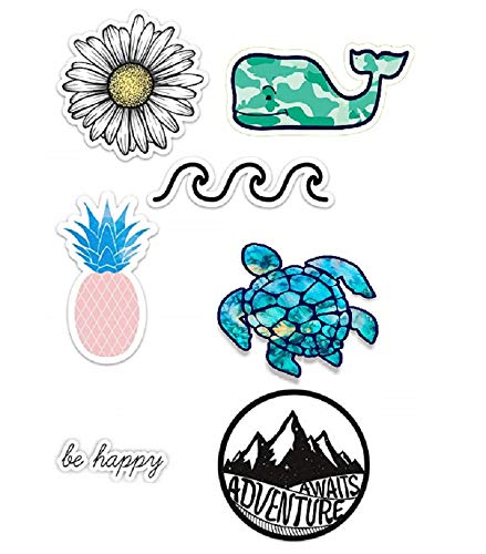 Product Cover [ 7 Pack ] Cute Ocean/Beach Vinyl Laptop and Water Bottle Decal Sticker [ 7 Pack ]