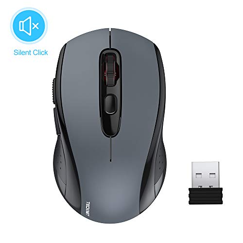 Product Cover Wireless Mouse TeckNet 2.4G Silent Laptop Mouse with USB Receiver Portable Computer Mice for Notebook, PC, Laptop, Computer, 18 Month Battery Life, 3 Adjustable DPI Levels: 2000/1500/1000 DPI (Black)