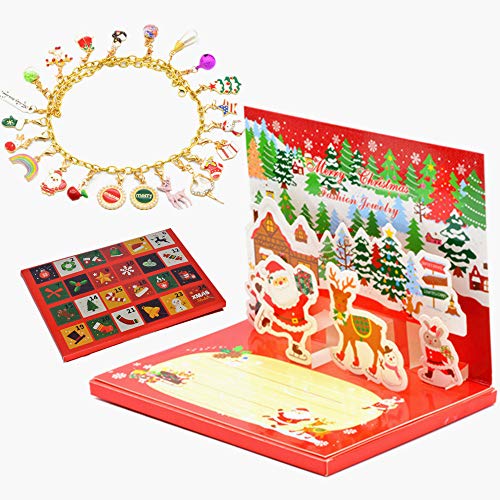 Product Cover STARTONECO Christmas Advent Calendar 2019 DIY 22 Charm Jewelry 1 Bracelet &1 Necklace DIY Xmas Gifts Box Set Christmas Countdown Calendar Advent (Rose-Gold)