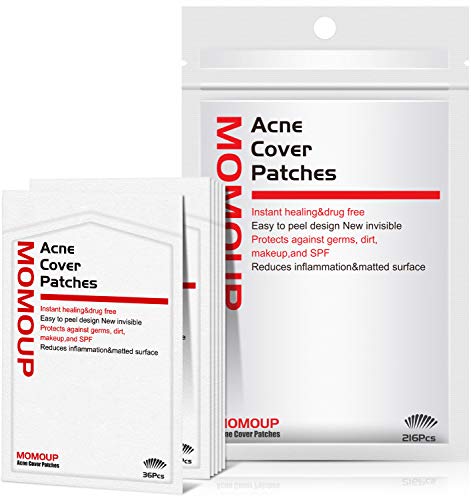 Product Cover Acne Patch, Momoup Acne Pimple Master Patch 216 dots, Remover Absorbing Hydrocolloid Blemish Spot Treatment Strips Acne Stickers, Waterproof & Bacteria Free Patches Quick Healing Pimples