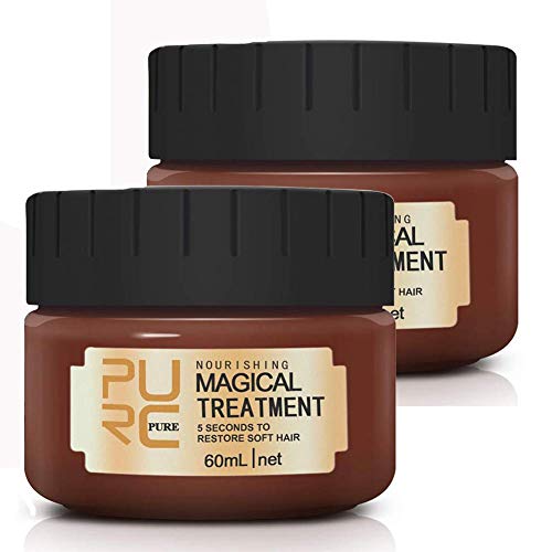 Product Cover 2 Pack Magical Hair Treatment Mask, 60ml Advanced Molecular Hair Roots Treatment Professtional Hair Conditioner, 5 Seconds to Restore Soft Hair, Deep Conditioner Suitable for Dry & Damaged Hair