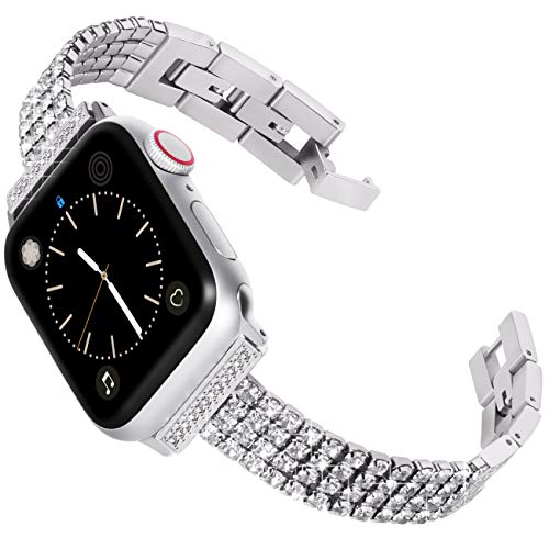 Product Cover Fullife Compatible for Apple Watch Band 44mm Series 4 Women Diamond Bracelet Replacement for Apple Watch Band 42mm Compatible with Apple Watch Series 5 Band, Silver