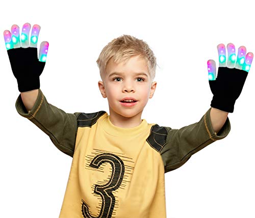 Product Cover Kids Gift LED Gloves Finger Lights 3 Colors Flashing Rave Gloves for Costume Party Favors Toys