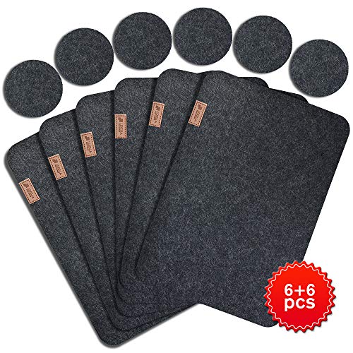 Product Cover Lexella Placemats for Dining Table Set of 6 Place Mats and 6 Coasters for Drinks - Place Mats for Kitchen Table with Coasters - Set of 12