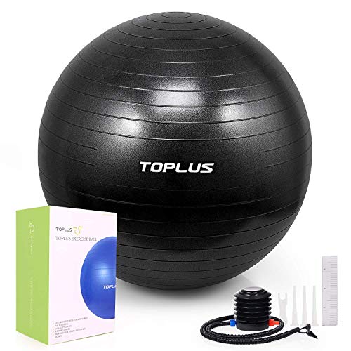 Product Cover TOPLUS Exercise Ball (Multiple Sizes) Thick Yoga Ball Chair for Fitness, Stability, Balance, Pilates, Birthing - Anti Burst Supports 2200lbs - Includes Quick Pump & Professional Guide