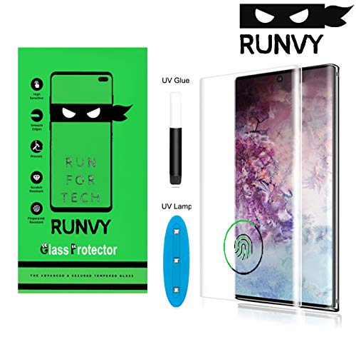 Product Cover Runvy Back Liquid UV Tempered Glass Full HD Curved Full Edge to Edge [Exclusive Solution for Ultrasonic Fingerprint] for (Samsung Note 10)