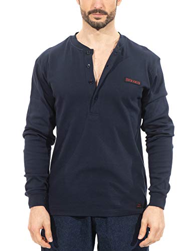Product Cover Titicaca FR Button Henley Flame Resistant 7OZ 100% Cotton Navy Long Sleeve T-Shirts