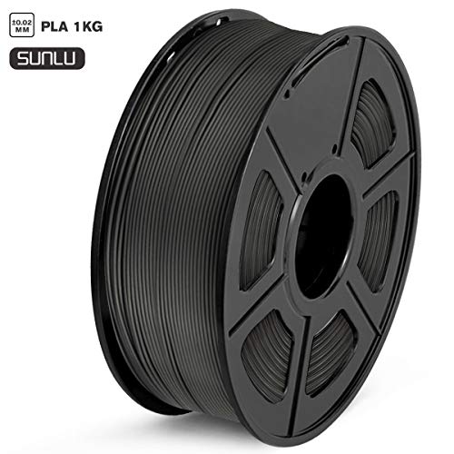 Product Cover PLA 3D Printer Filament, SUNLU PLA Filament 1.75mm, Dimensional Accuracy +/- 0.02 mm, 1 kg Spool, 1.75mm, PLA Black