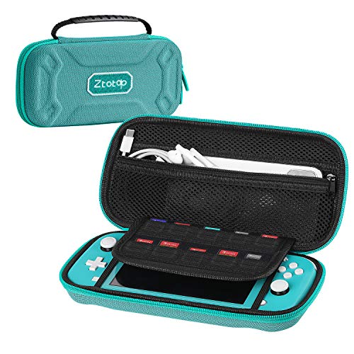 Product Cover Ztotop Case for Nintendo Switch Lite 2019, Portable Hard Shell Travel Carrying Case Protective Storage Bag Cover for Nintendo Switch Lite Games/Accessories with 10 Game Holders Hand Strap, Turquoise