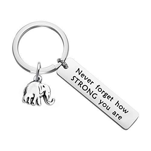 Product Cover MYOSPARK Elephant Keychain Never Forget How Strong You Are Inspirational Gift For Graduate Elephant Lovers (Elephant Keychain 2)