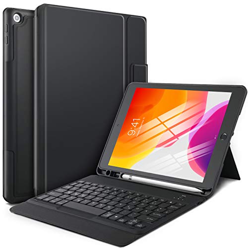 Product Cover ELTD One-Piece Keyboard Case for Apple iPad 10.2 Inches,Thin Cover Case with Attached Keyboard for New iPad 10.2 Inches 2019 Release Tablet (Black)