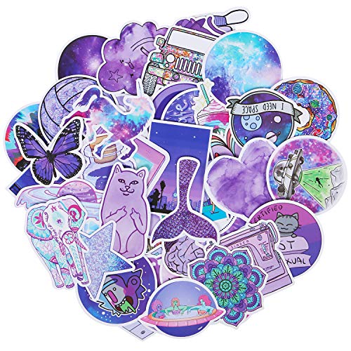 Product Cover Roberly Cute Purple Stickers, 50 Pack Trendy VSCO Stickers Waterproof Water Bottle Stickers Laptop Stickers for VSCO Teen Girls Kids Guitar Skateboards Skate Stickers Unique Color Decals