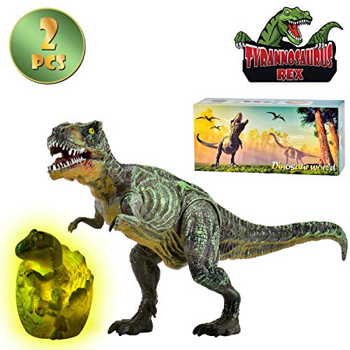 Product Cover WEQIN Dinosaur Toy for Kids Walking Tyrannosaurus Rex Toy Jurassic Realistic Dinosaur Action Figure Dinosaur Playset Simulation Plastic T REX Eggs for Kids' Gift
