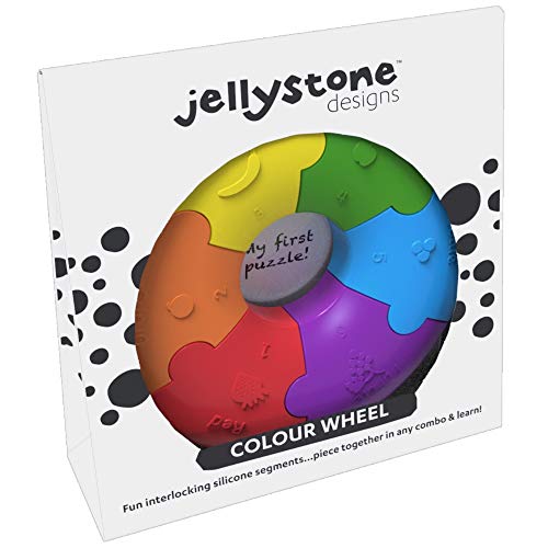 Product Cover Jellystone Designs Color Wheel Sensory Puzzle Soft Chew Toy Best for Babies & Infant 0-3, 4, 5 Month, 6 to 12 Months Old, Newborn Baby Developmental Teether Toys Teething, FDA Safe, Non-Toxic (Bright)