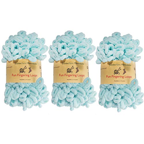 Product Cover BambooMN Finger Knitting Yarn - Fun Finger Loops Yarn - 100% Polyester - Blue - 3 Skeins