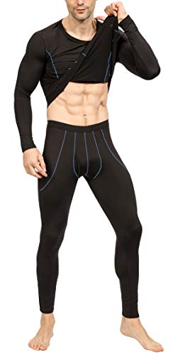 Product Cover YIMANIE Men's Thermal Underwear Set Long Johns Ultra Soft Top and Bottom Black