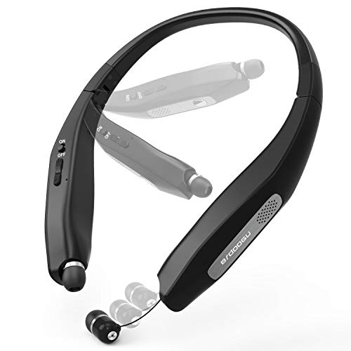 Product Cover BRDOOGU Wireless Stereo Bluetooth Headphones, Bluetooth 5.0 Retractable Earbuds Neckband Foldable Headset, 36 Hour Playtime,CVC6.0 Noise Cancelling Mic (Black)