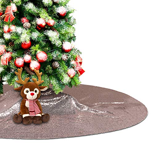 Product Cover Eternal Beauty Sequin Tree Skirt Rose Gold 50Inch Christmas Tree Skirt Halloween Decoration