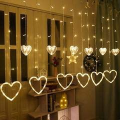 Product Cover Myra Curtain String Lights for Bedroom, Wedding, Party, Christmas, Decorations for The Home (6+6hearts Warm White)