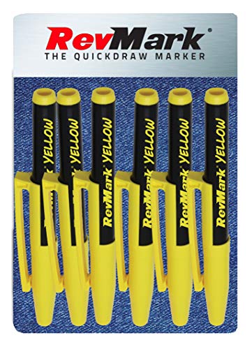 Product Cover RevMark Industrial Marker - Yellow Ink - Standard Tip - 6 Pack, Made in the USA. Bright Ink perfect for metal, pvc, pipe wood. Replaces paint marker