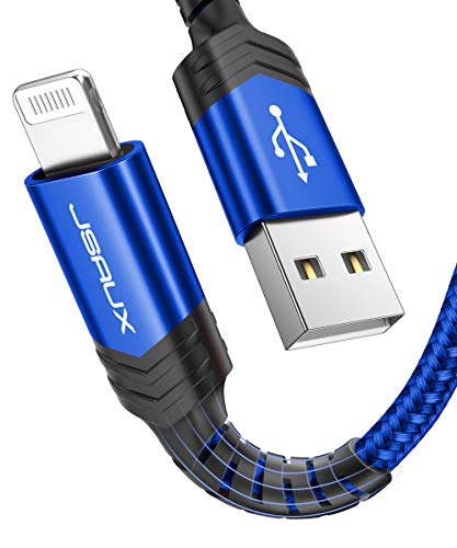 Product Cover iPhone Charger Cable 6ft, JSAUX [Upgarded C89 Apple MFi Certified] Lightning Cable Nylon Braided USB Fast Charging Cord Compatible with iPhone 11 Xs Max X XR 8 7 6s 6 Plus SE 5 5s, iPad, iPod (Blue)