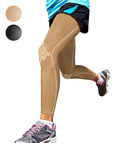 Product Cover Sparthos Leg Compression Sleeves - Aid in Recovery and Support Active Lifestyle - Innovative Breathable Elastic Blend - Anti Slip, Day & Night Wear (Desert Beige, X-Large)